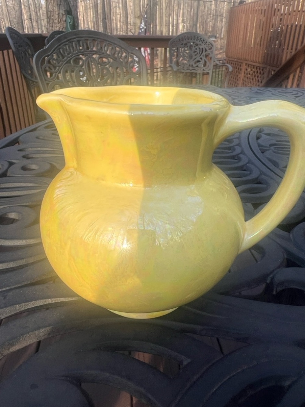 Handcrafted Yellow Ceramic Pitcher Vase